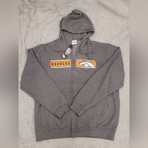 Majestic NFL Apparel, Denver Broncos Full Zip Hoodie Sweathshirt, NWT, Size XL